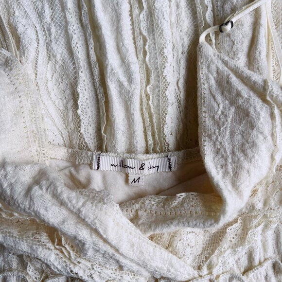 Willow & Clay Lace A-Line Maxi Dress | Ivory Boho Cottagecore | Size M - Picture 5 of 8